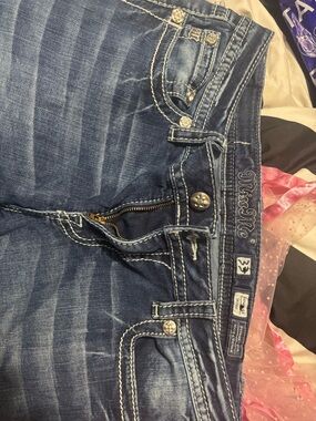 Miss Me Women's Faded Blue Skinny Jeans with Contrast Stitching